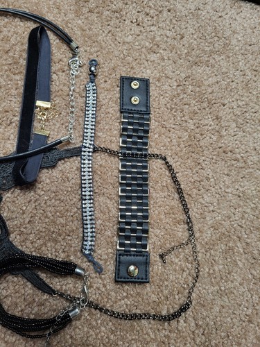 Vintage Y2K LOT Goth Gothic Punk Black Lace & Gunmetal Chokers, Braslets/ - Picture 7 of 9