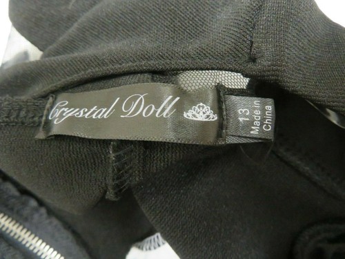 Crystal Doll 13 Juniors Illusion Embroidered Floral Short Dress Black White - Picture 10 of 12