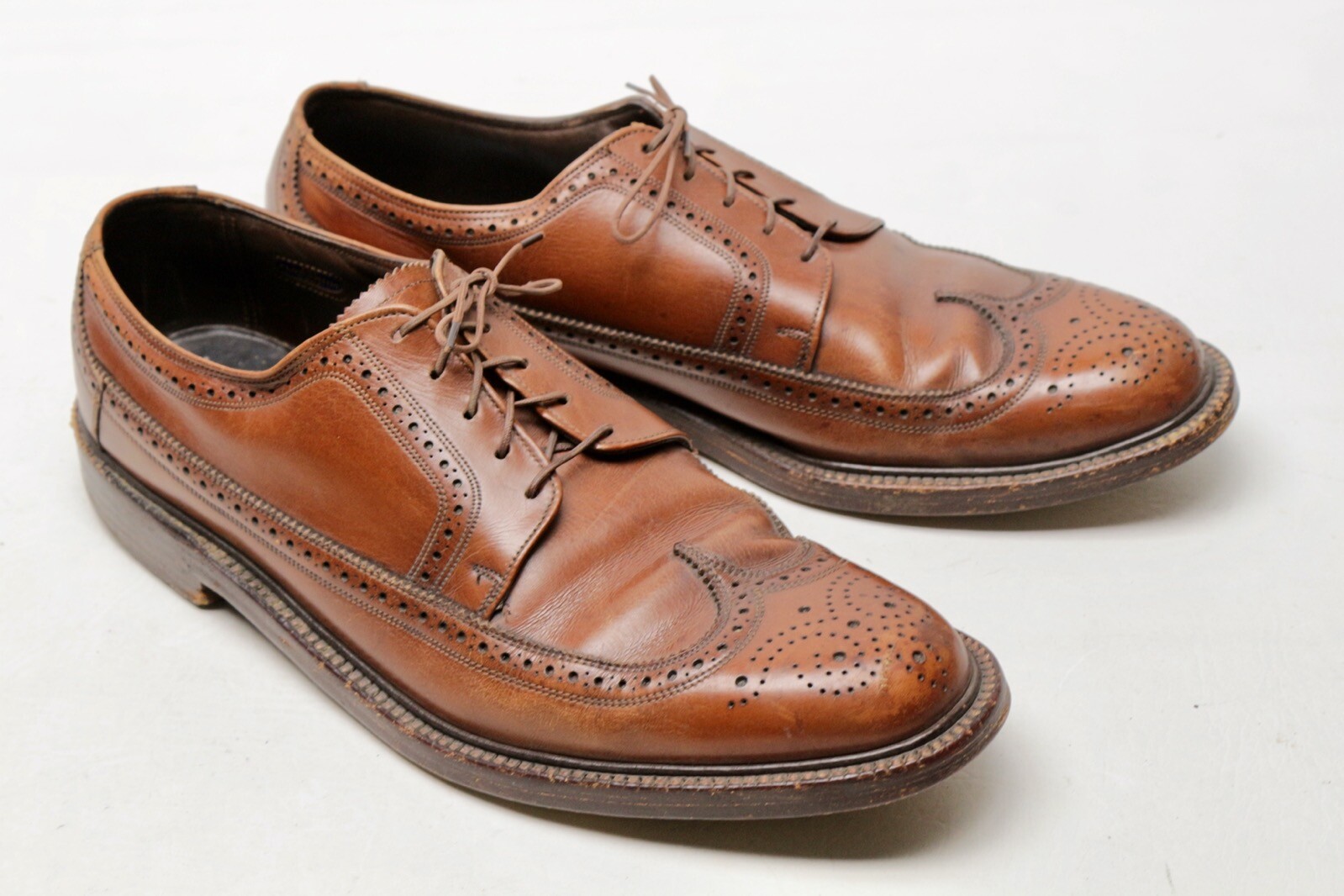 VTG Florsheim Mens Wingtip Shoes 10D 