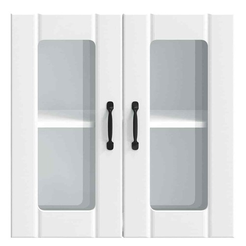 vidaXL Kitchen Wall Cabinet with Glass Door Lucca White Engineered Wood BMG - Picture 6 of 10