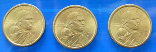 Sacagawea Dollars 2000 D & Two 2000 P Set of Three