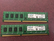 LOT OF 2 Crucial 4GB PC3-12800U DDR3-1600 Desktop Memory RAM