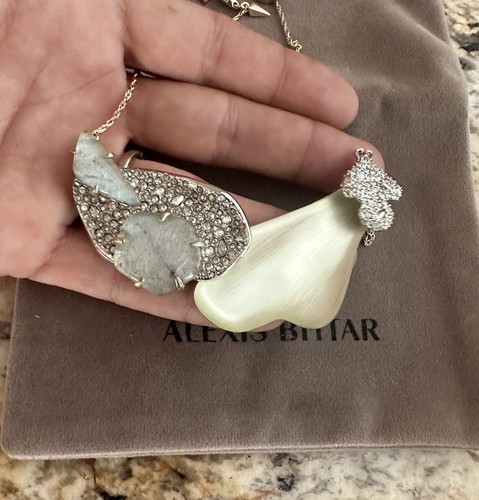 100% Authentic Alexis Bittar Lucite, Stone & Crystal Necklace $245 - Picture 12 of 15