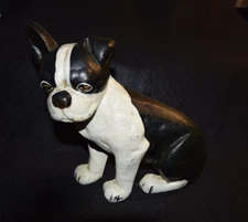 Vintage Cast Iron Bulldog Boston Terrier Doorstop - 7" tall