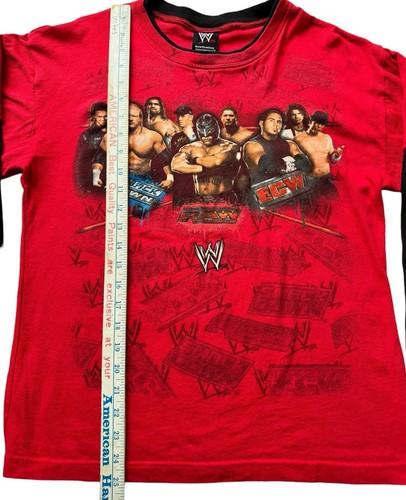 WWE Smackdown RAW ECW Shirt Boys X-Large Wrestling Icons Red Crewneck L-Sleeve - Picture 9 of 10