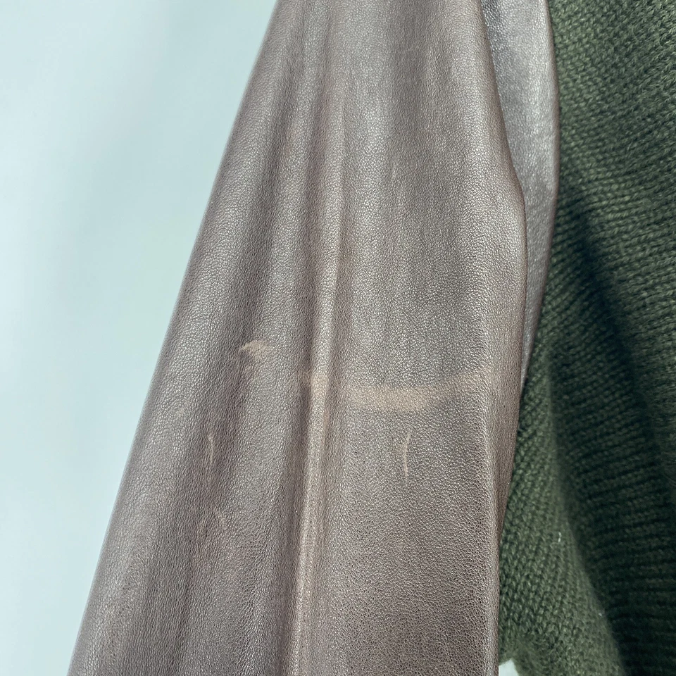 Ralph Lauren Black Label Collection Leather Cashmere Green Cardigan Medium - Image 4 of 4