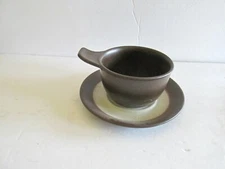  Stoneware Tabbed Soup Bowl & Saucer  'POMPEII' Rolf Frøyland Figgjo Fajans  