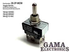 Double Pole Double Throw 3 Position Momentary Toggle Switch - 28-3P-MOM