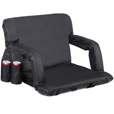 24.5 inch Stadium Seat for Bleacher Reclining Bleacher Seat with Pockets Black 