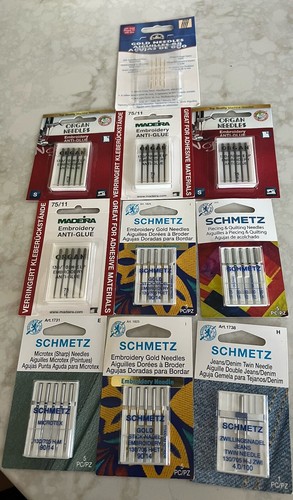 NEU & VERSIEGELT SCHMETZ MADEIRA & DMC 22k GOLD STICKNADELN SET 10