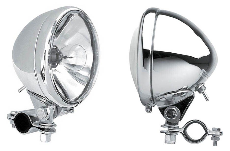 Set CHROME 6 Volt SPOT LIGHTS for 1938 & later Harley