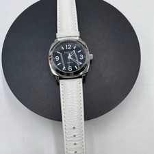 Joan Rivers Collection Vintage White Leather Watch V377 Black Face New Battery