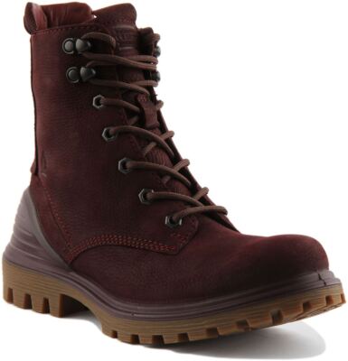 Ecco Tredtray Leather Ankle Boots Burgundy Womens UK 3 - 8