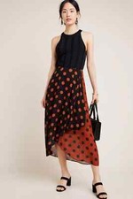 NWOT MAEVE Oksana Midi Skirt Polka Dot Feminine Flowy Long Faux Wrap SIZE XS