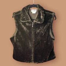 Faux Fur Reversible Vest Women’s Reversible Side Pockets Medium Zipup
