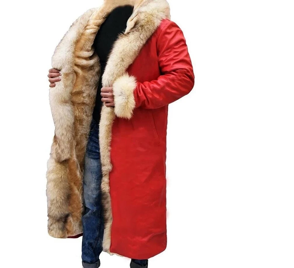 Santa suit-Santa Claus Leather Trench Coat Christmas Chronicles Kurt Russell - Image 4 of 4