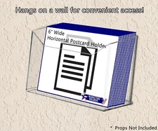 Postcard Holder Literature Display 6”W Wall Mount Clear Acrylic Lot of 6