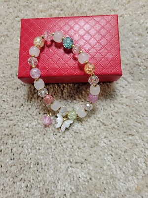 Crystal Bead Bracelet Butterfly women's Handmade