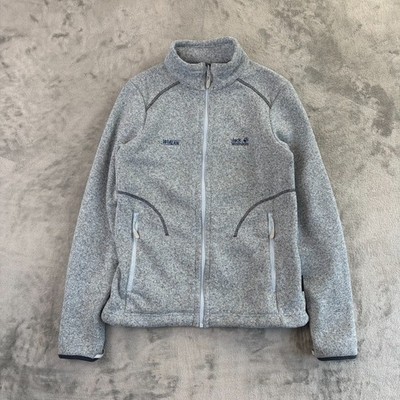 Jack Wolfskin Fleecejacke Damen M UK 12 grau Full Zip Outdoor Wandern Strick