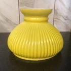 Yellow Ribbed Milk Glass Lamp Shade Hurricane Student Lamp 6.875 Fitter Vtg