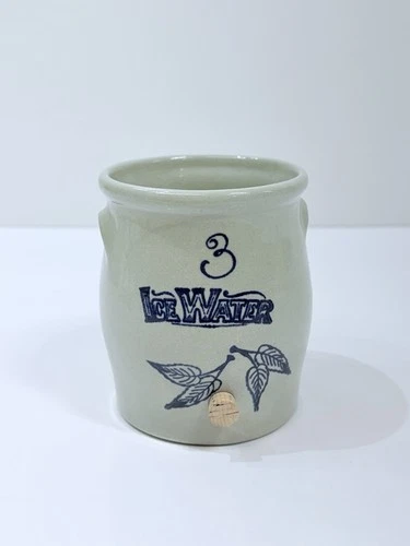 Red Wing Falconer Stoneware Ice Water Cooler Blue Birch Leaf 3 Gallon Mini
