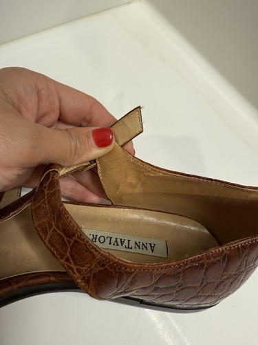 Vintage Ann Taylor Italian Brown Woven Leather Flats | Size 7 | Made In Italy - Imagen 11 de 13