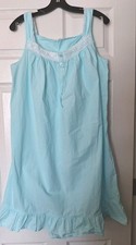 Victorian 100 Cotton Nightgown Large Seafoam Blue Cottagecore Modest Ruffled