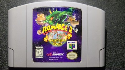Rampage 2 Nintendo 64 N64 Vintage BLOCKBUSTER Authentic CLEANED & TESTED 