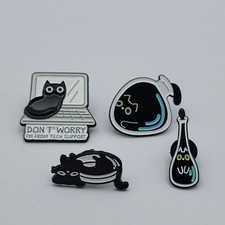 x4 Enamel Pin Cat Cute Black Kitten Funny Cat Lady Gift Backpack