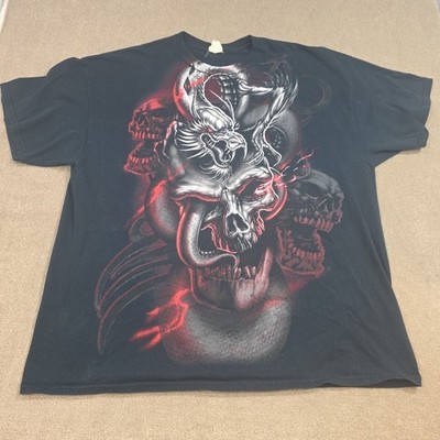 Vintage Skull Dragon T-Shirt XL Grunge Y2K Goth Affliction Short Sleeve tee