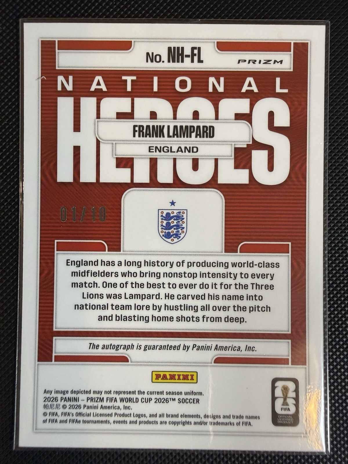 2026 Panini Prizm FIFA World Cup National Heroes Frank Lampard Auto NH-FL /10 view 2