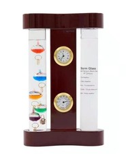 Analog Weather Station with Glass Galileo Thermometer Fitzroy Storm Glass Precis