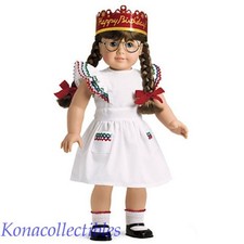 American Girl Molly Birthday Pinafore Outfit New Dress, Hat SOCKS