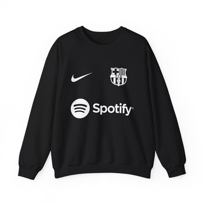 Visca Barça Crewneck Sweatshirt | Football Crest Chest Logo, Back Script Design