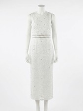 Mac Duggal Sleeveless High Neck Beaded Midi Sheath Dress Size 0
