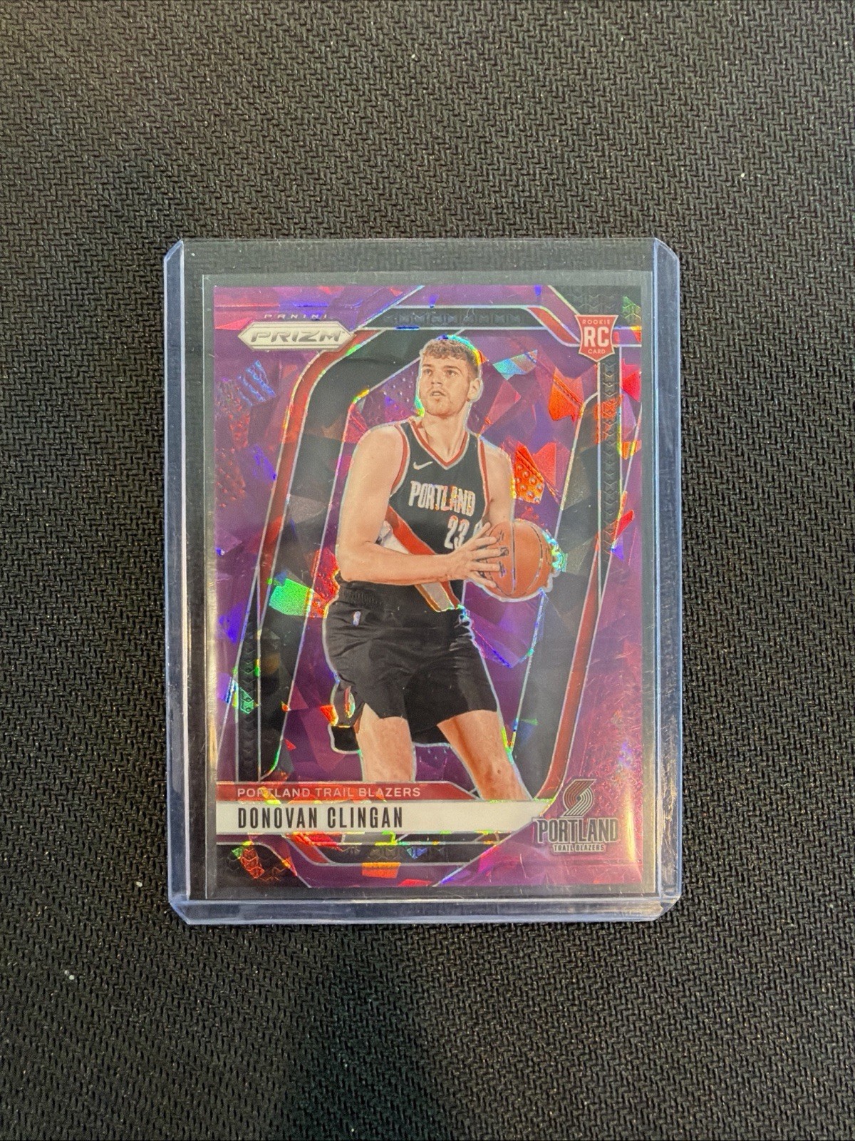 2024-25 Donovan Clingan Purple Cracked Ice Prizm /149 SP Trailblazers RC #221
