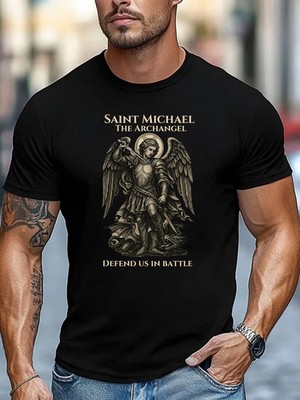 Archangel Saint Michael Men's Shirt, Catholic Warrior T-Shirt, Spiritual Battle