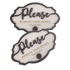 2 Pcs Wooden Shoes Off Sign Rustic Please Remove Your Shoes For Front Door Decor