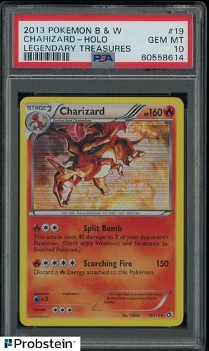 2013 POKEMON BLACK & WHITE LEGENDARY TREASURES #19 CHARIZARD-HOLO PSA 10