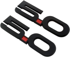 2Pc 2015-2020 5.0 Liter Engine Emblem Driver & Passenger Side Matte Black Red