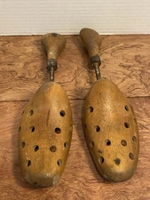 Antique Adjustable Stamped Wood,steel  Shoe Trees Keepers Stretchers#A