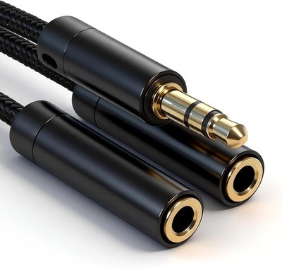 Headphone Splitter, Premium Gold Plated 3.5Mm Aux Cable Y Audio Splitter, Nylon