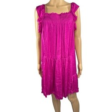 Intimately free people Mini Dress Ruffle Tie‎ Back Tiered Hot Pink Size L