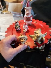 Set/5 Pig Christmas Ornaments Decorations