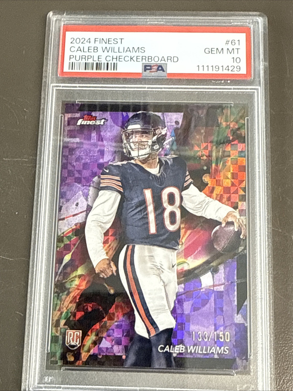 2024 Finest Caleb Williams #61 Purple Checkerboard /150 PSA 10 POP 4