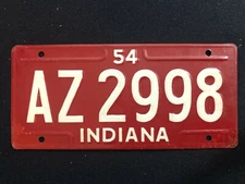 1953-54 General Mills Wheaties Tin Mini Bicycle License Plate - Indiana