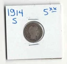 1914 S BARBER DIME 10C