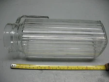   RIBBED  GLASS  PITCHER  9.5'' TALL   1 LITER  VINTAGE ORIG.  FRANCE 