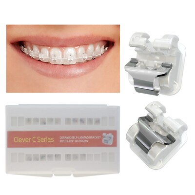 Orthodontic Self Ligating Bracket Ceramic Clear Roth 0.022 345 Hooks 5-5 20pcs