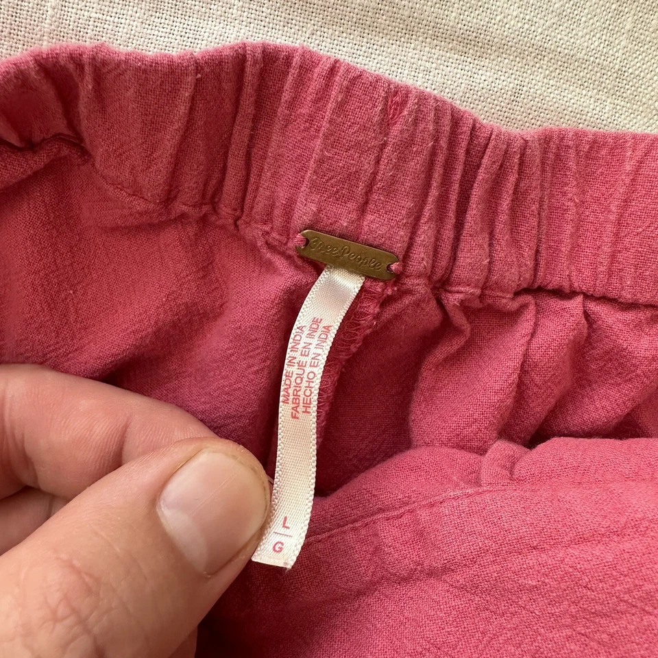 Pantalones Cortos de Playa Free People Rosa L Harén Elástico Larga Caída Entrepierna Boho Foto 3 de 4